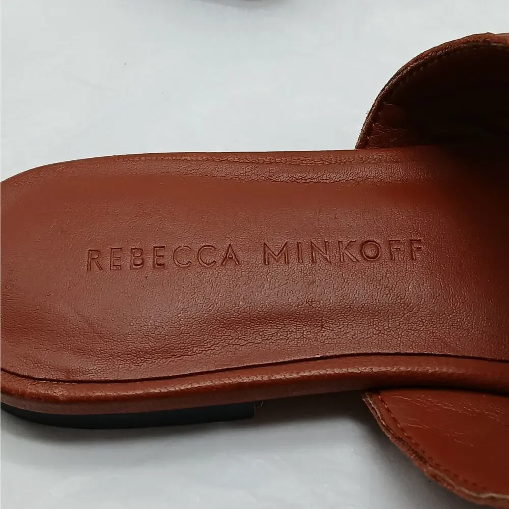 Rebecca Minkoff Marciann Womens Sandals Shoes 6.5M Brown Leather Flats Slides